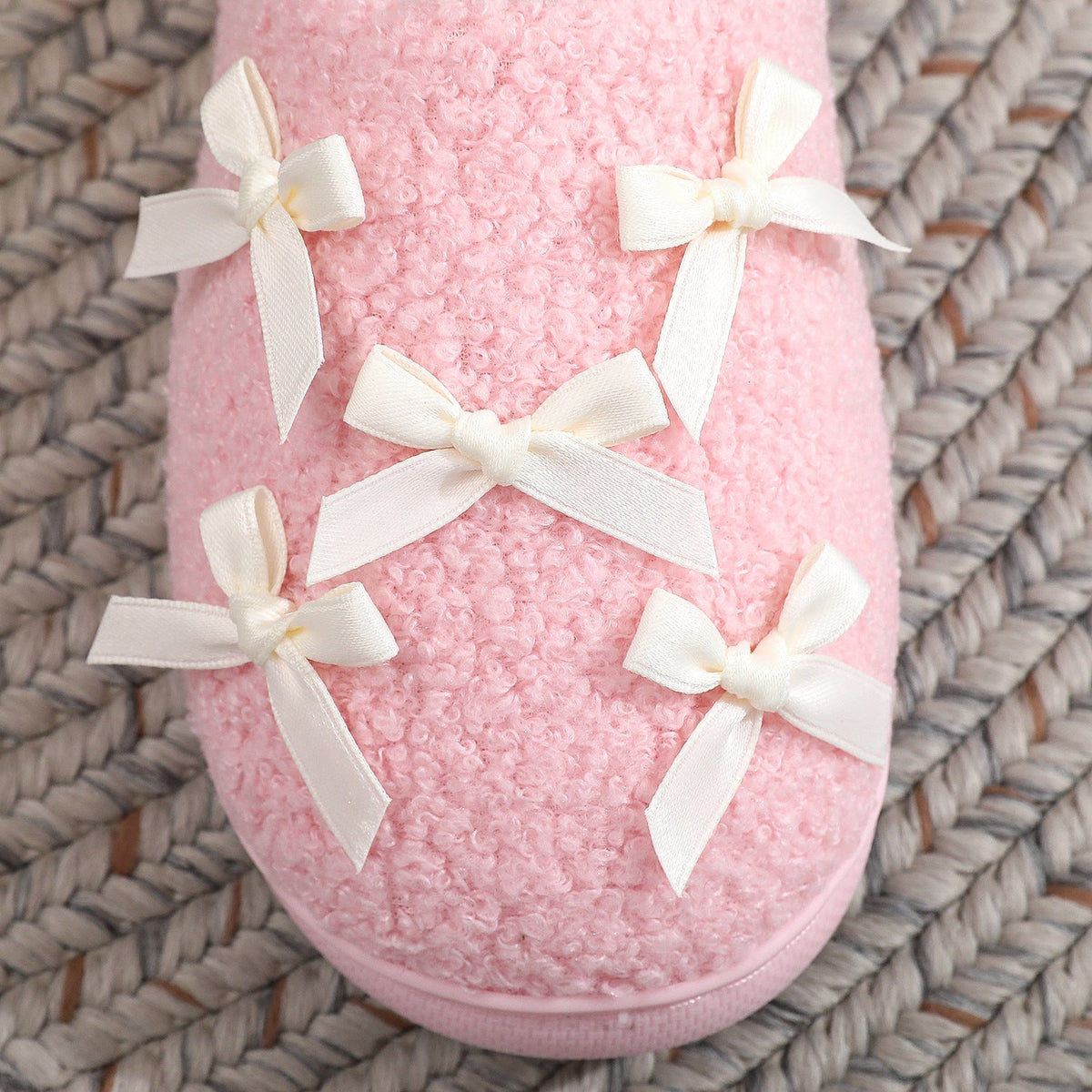 Bow Knot Plush Warm Winter Indoor Slippers