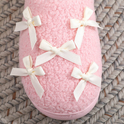 Bow Knot Plush Warm Winter Indoor Slippers