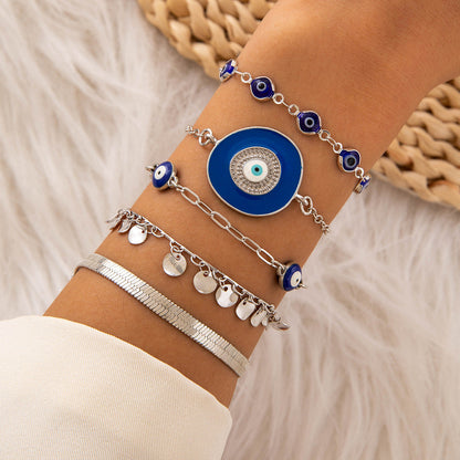 Bohemian Evil Eye Bracelets Set With Rhinestones