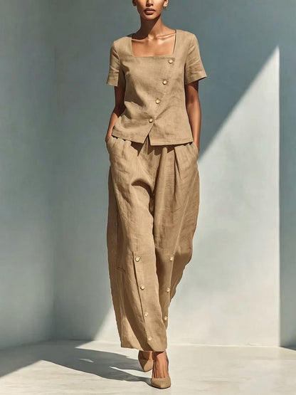 Tailored Linen Two-Piece Set