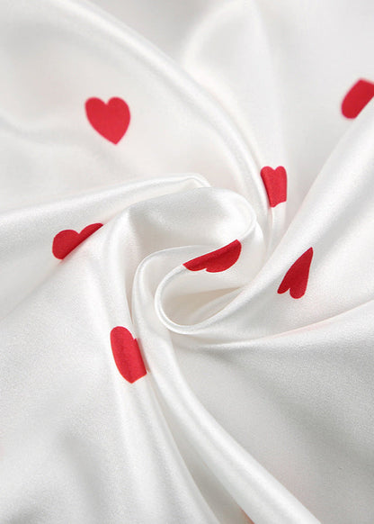 Satin Heart Pajama Set Two Piece Sleepwear