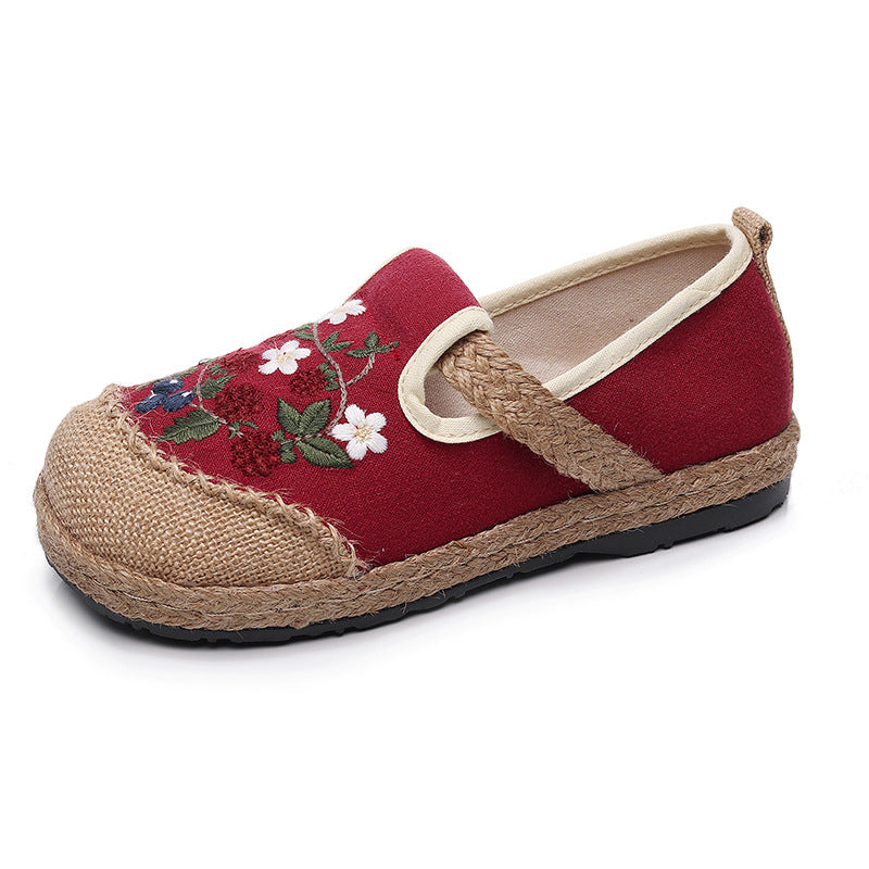 Shallow-Cut Cloth Shoes Custom-Made One-Pedal Ethnic Embroidered Shoes Light Breathable Sweat-Absorbent Cloth Shoes.