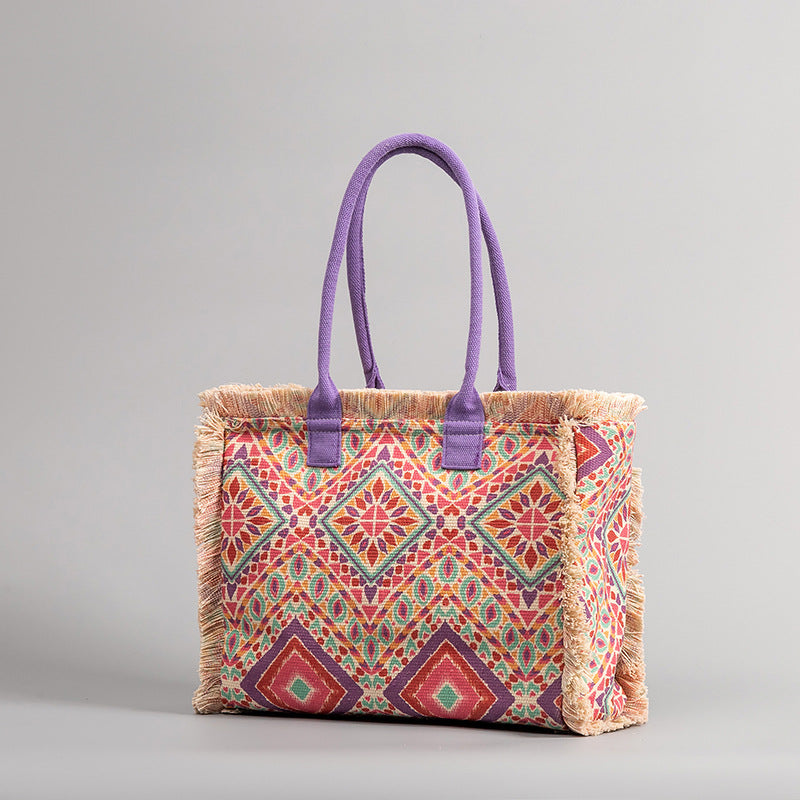 Vintage Print Tassel Handbags