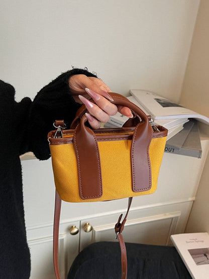 Trendy Color Block Canvas Tote Bags for Casual Commuting