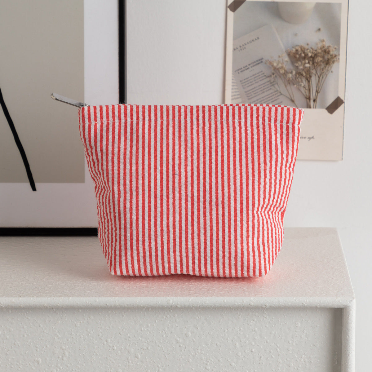 Simple Striped Color Block Makeup Bag