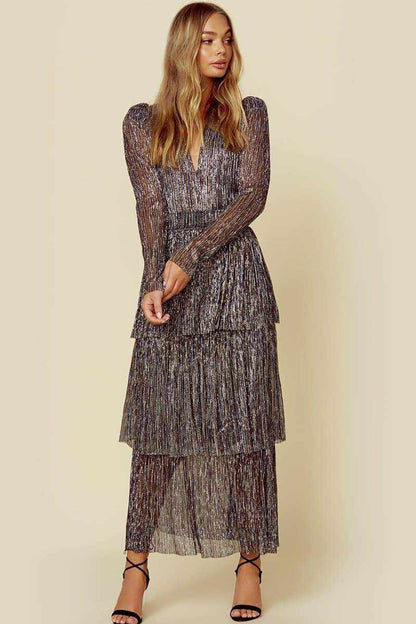 Elegant Black Floral Maxi Dress With High Waist