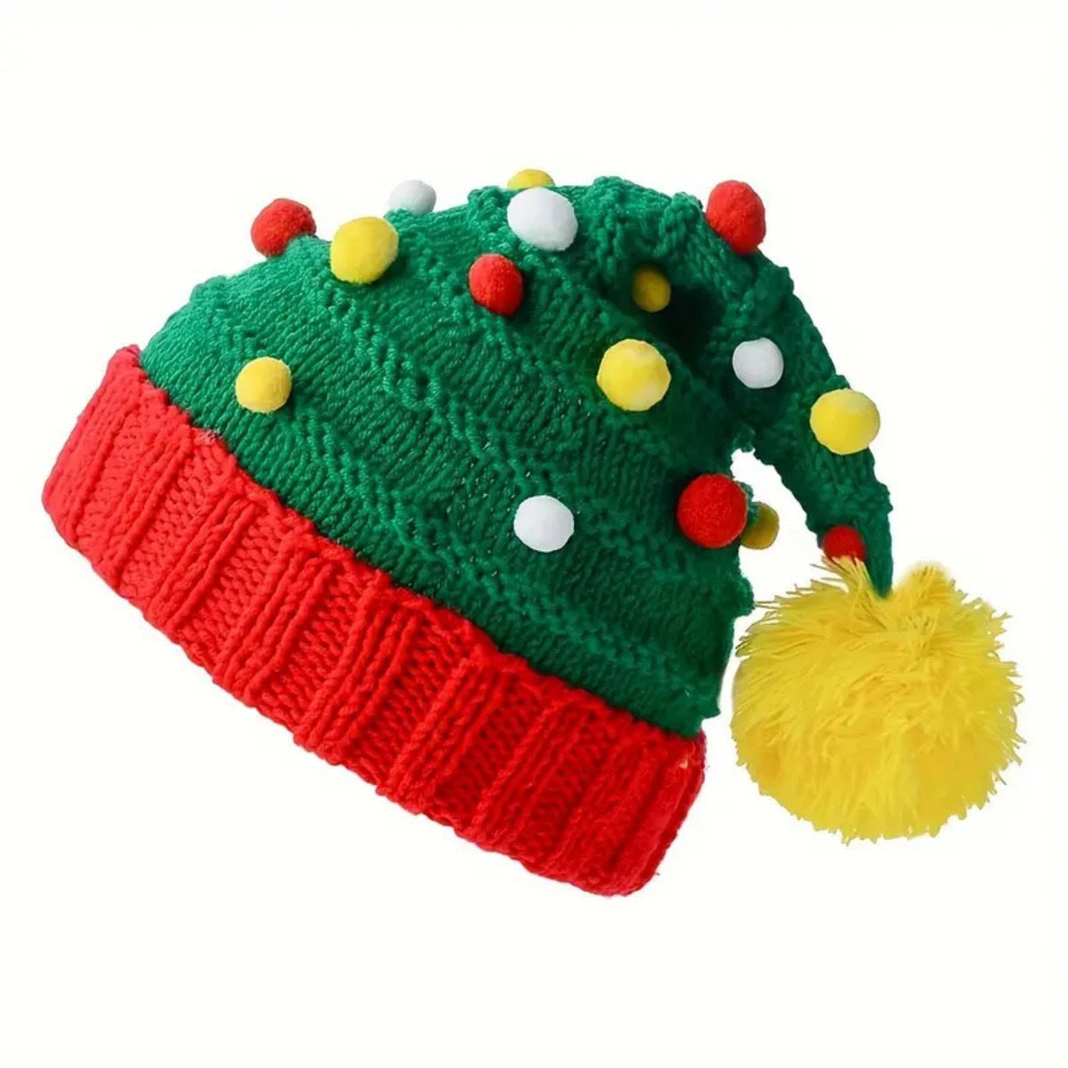 Winter Cable Knit Christmas Beanie Hat With Pom