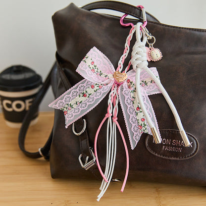 Cute Bow Star Braided Keychain Bag Charm