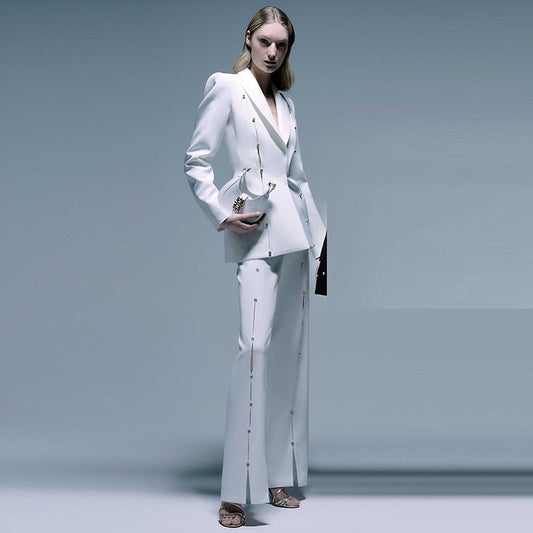Hollow Out Blazer Pants Set