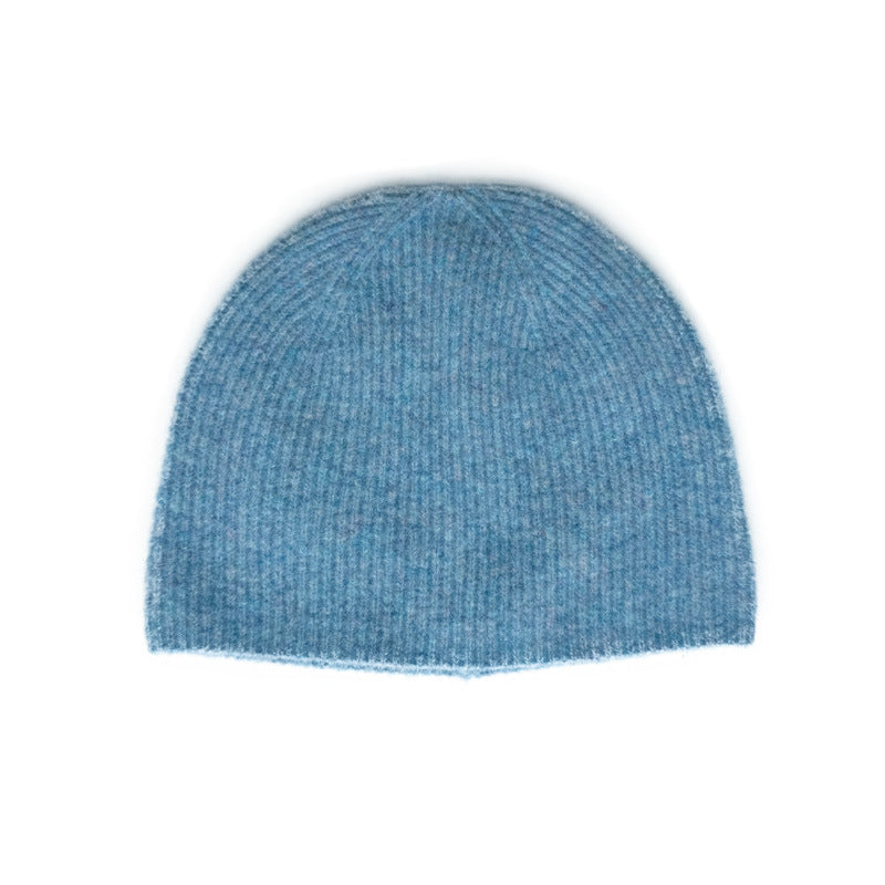 Solid Color Knit Beanie Hat for Women in Alpaca Wool Blend