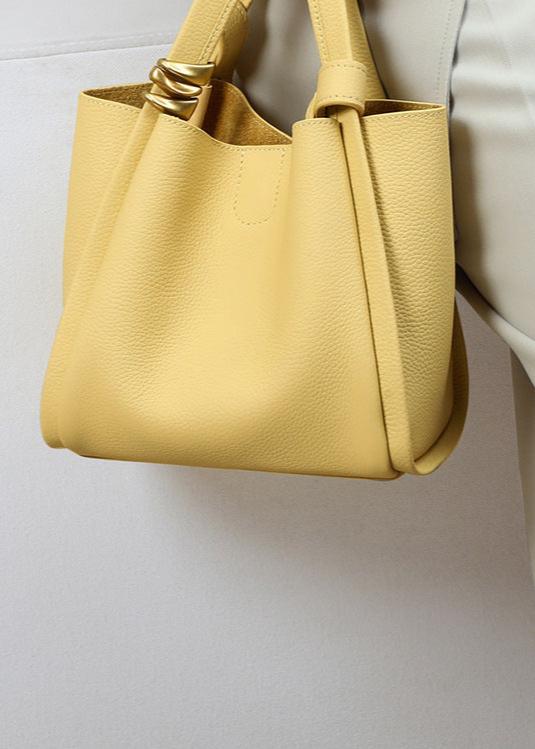 Bucket Tote Genuine Leather Elegant Contemporary Design