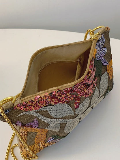Sequin Evening Clutch Bag Embroidered Handbag for Women