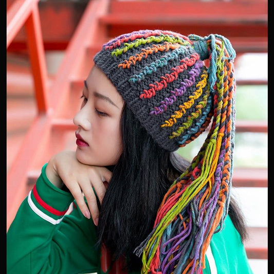 Fashion Woolen Hat Female Reggae Dirty Braids Warm Hip-Hop Knitted Hat Wig Hat Personality Funny