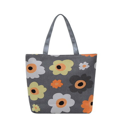 Floral Canvas Tote Bag Stylish Large Capacity Shopping Bag