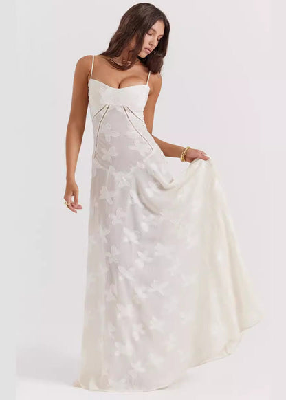 Floral Jacquard Maxi Dress With Spaghetti Straps