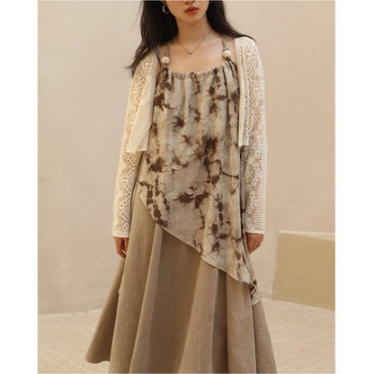 Tie Dye Slip Dress Atmospheric Literary Dress Spring And Summer French Vintage Art Long Dress