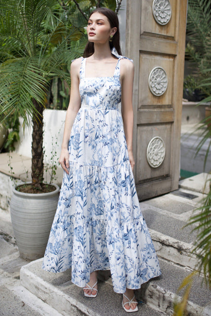 Women'S New Southeast Asian Skirt Summer Women'S Mosaic Print Lace Up Butterfly Knot Back Dress