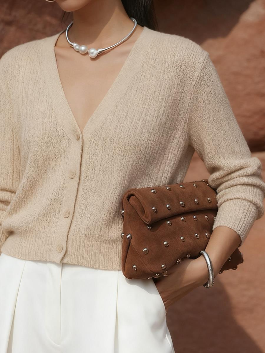 Vintage Studded Suede Handbag Shoulder Bag