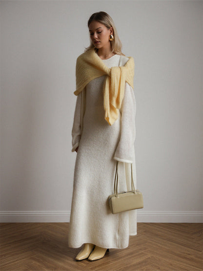 Knitted Cardigan Dress Set Stylish Basic Long Dress