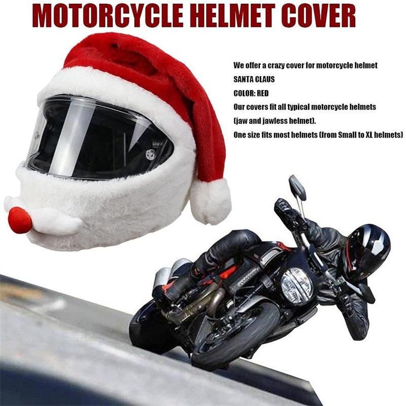 Motorcycle Helmet Christmas Hat Outdoor Crazy Funny Santa Claus Motorcycle Helmet Cover Christmas