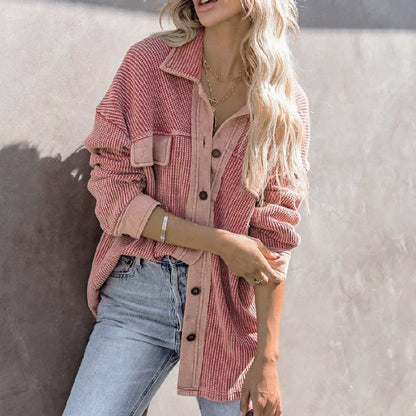 Autumn Winter Street Hipster Lapel Single Row Mouth Long Sleeve Women'S Sweater Jacket