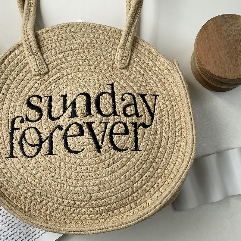 Simmple Round Letter Woven Bag