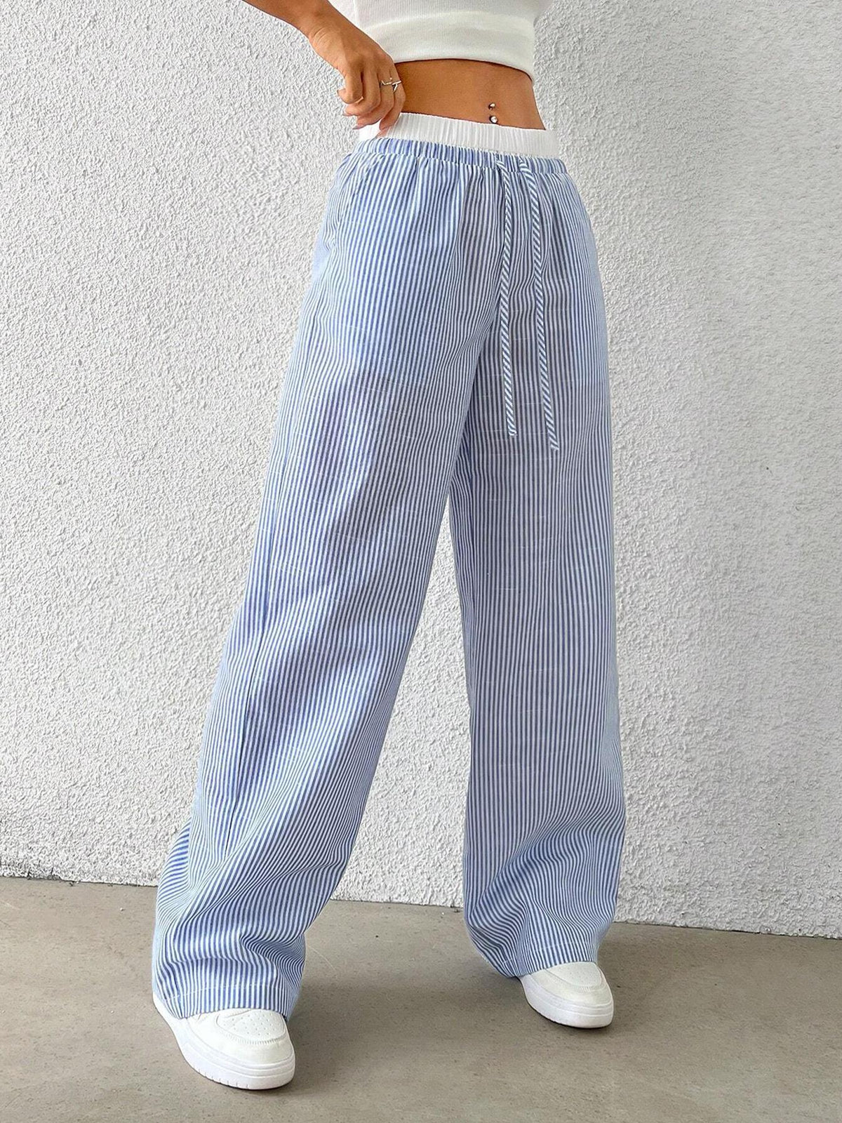 Trendy Striped Loose Wide-Leg Pants