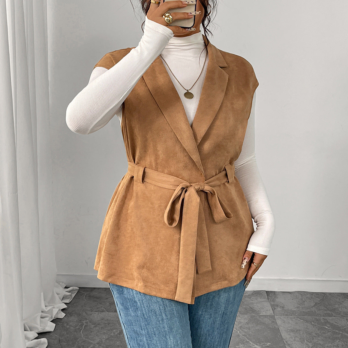 Trendy Solid Color Vest for Women - Loose Fit Sleeveless Layered Outerwear