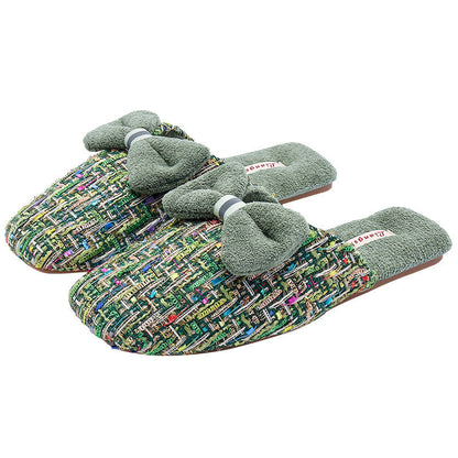 Trendy Bow Knot Thicken Plush Indoor Slippers