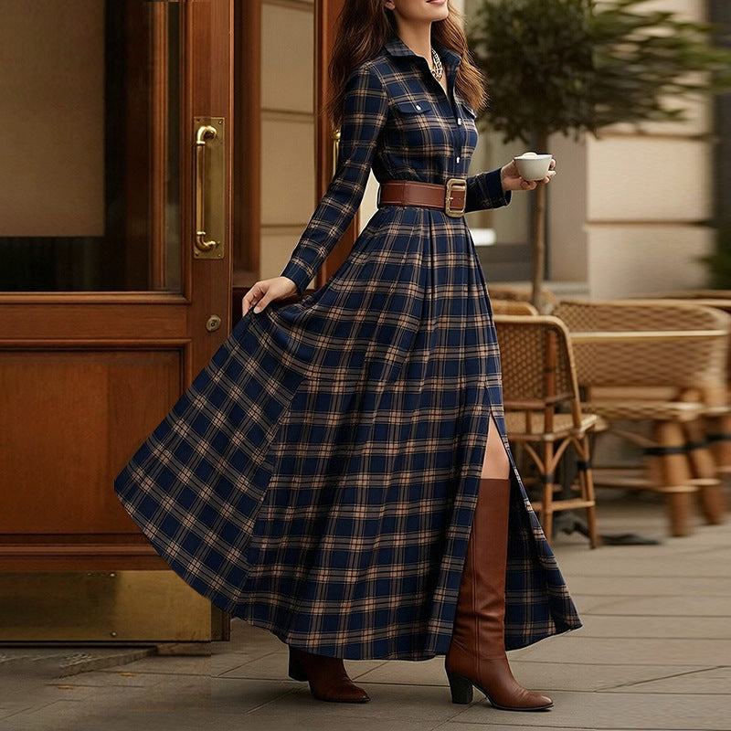 French Elegant A-Line Dress with Vintage Design