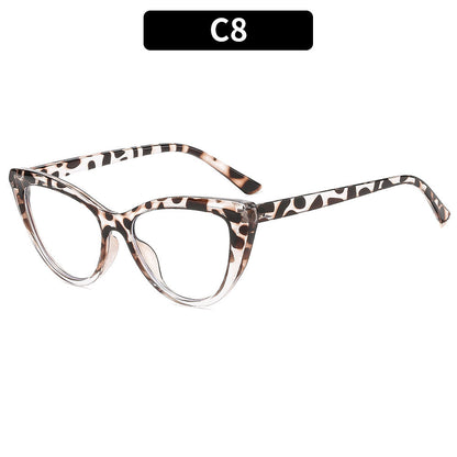 Trendy Color Block Cat Eye Blue Light Blocking Glasses for Women