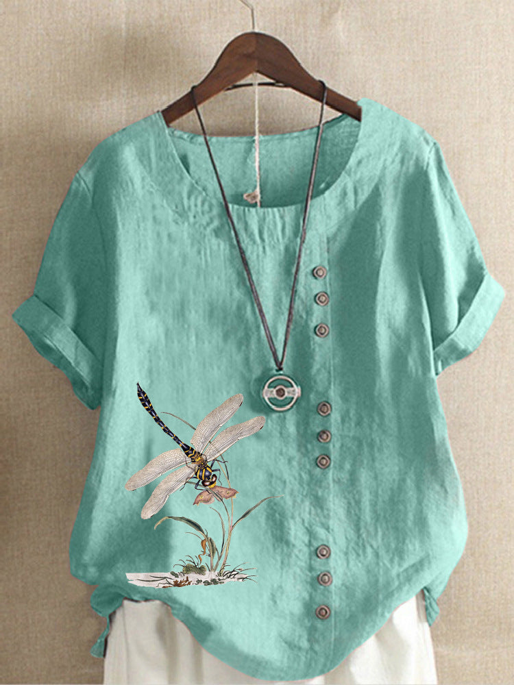 Vintage Cotton And Linen Loose Casual Short Sleeves