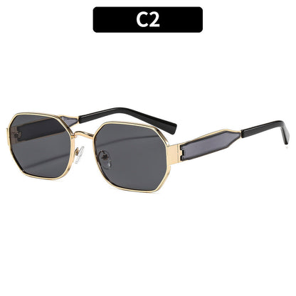 Polygon Metal Sunglasses UV400 Protection Trendy Outdoor Glasses