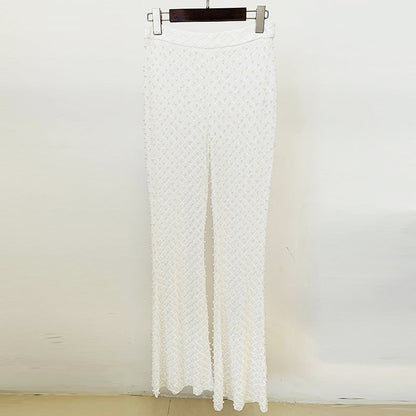 Embroidered Flower Suit Set Elegant Hollow Design