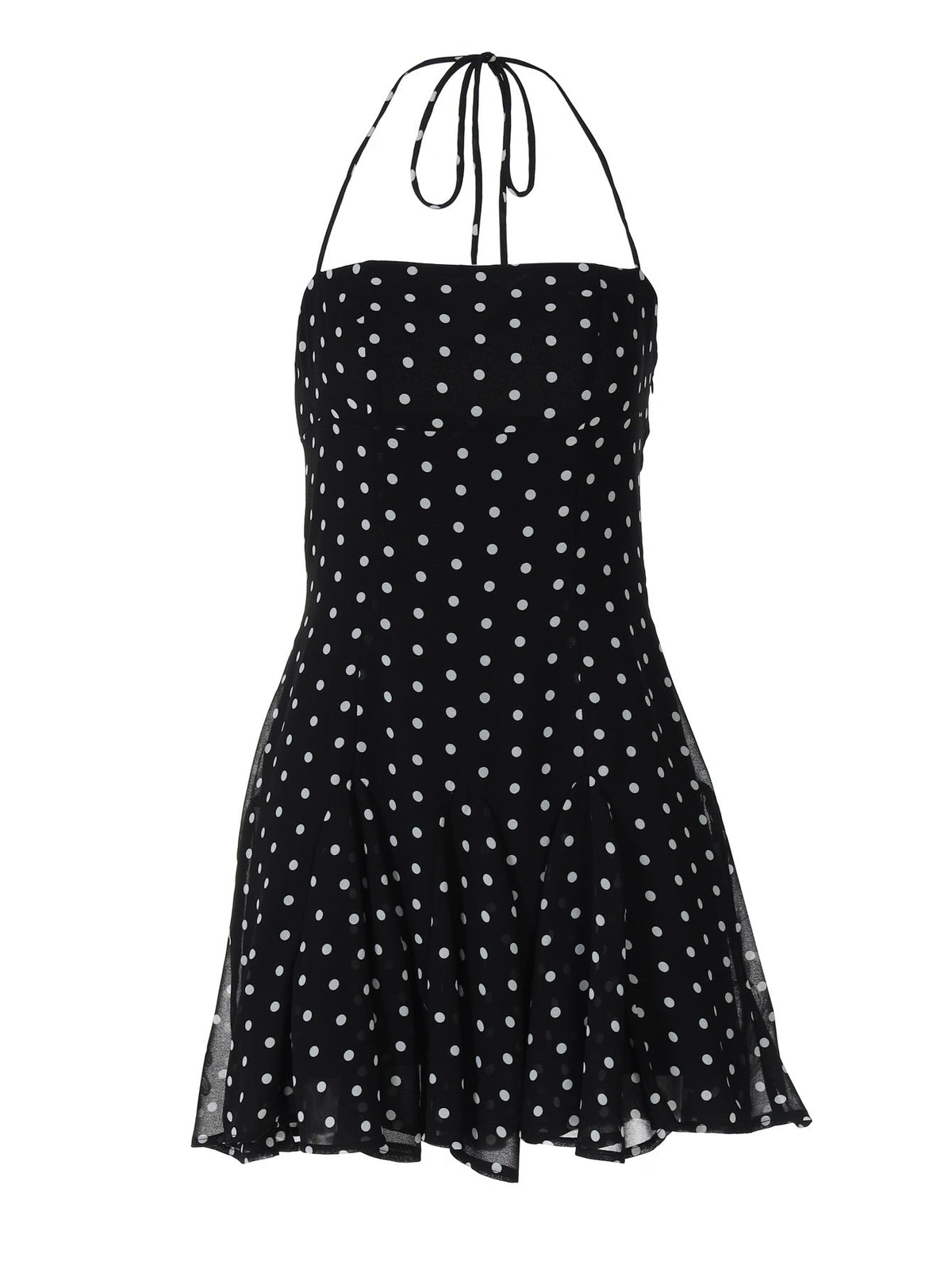 Sweet Heart Neck Polka Dot Pleated Mini Dress