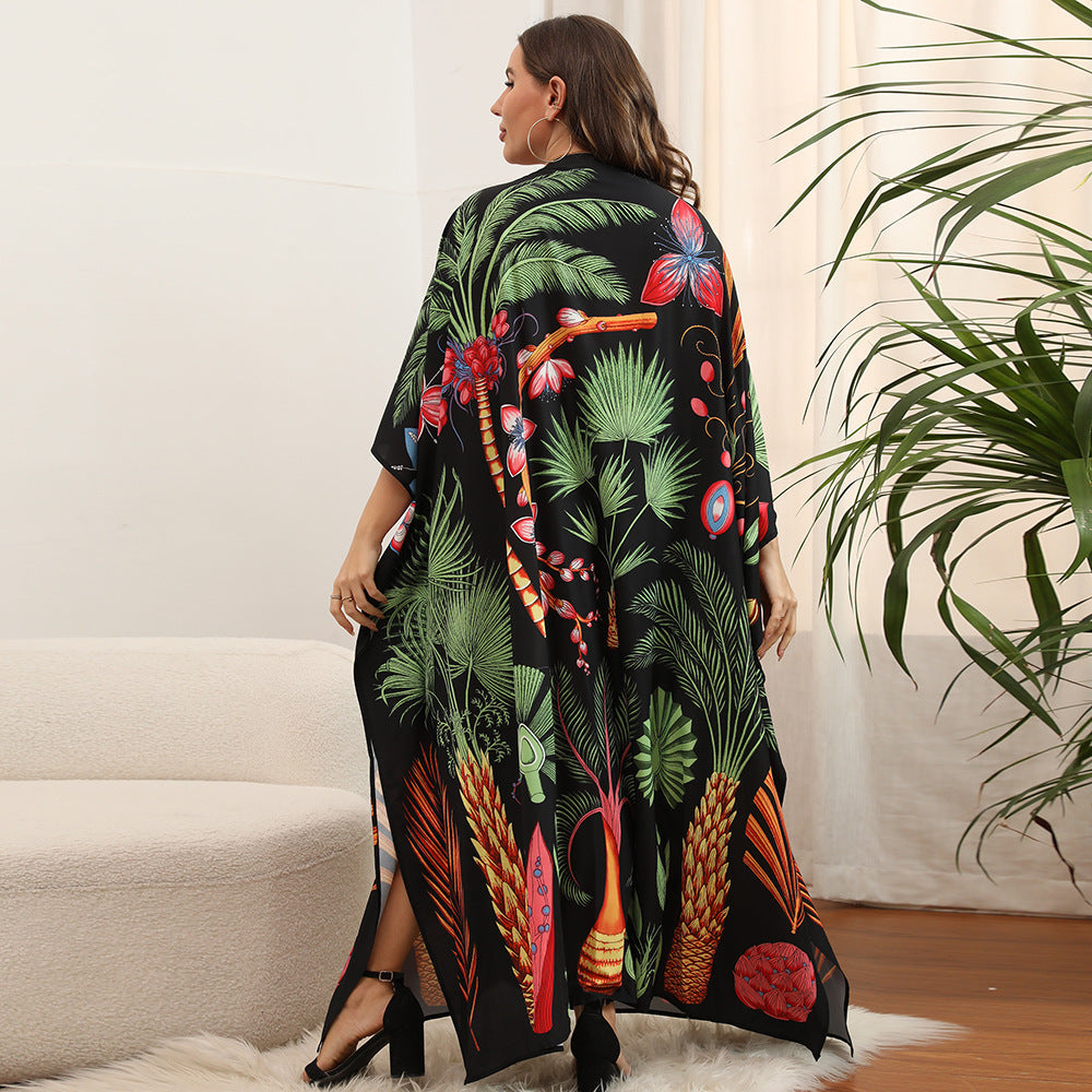 Beach Blouse Oversized Loose Fit Bat Sleeve Resort Dress