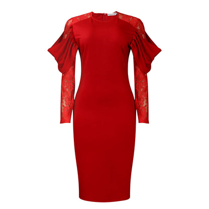 Elegant Lace Panel Bodycon Dress