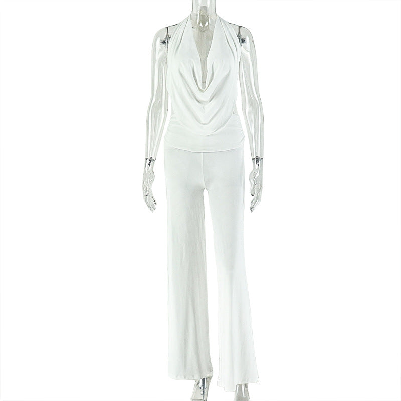 Trendy Casual Sleeveless Two-Piece Set With Backless Design