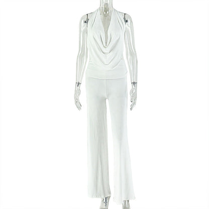 Trendy Casual Sleeveless Two-Piece Set With Backless Design
