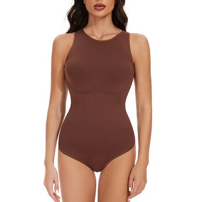 Compression Bodysuit With Rounded Neckline For Slimming