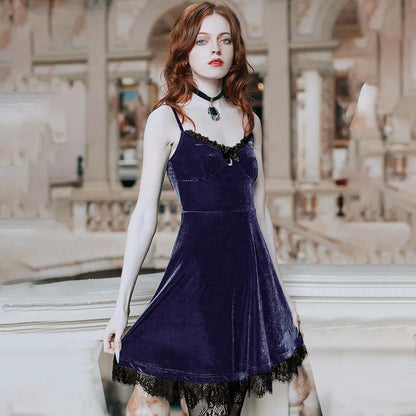 Sexy Suspender Dress Women'S Chest And Backless Lace Stitching New Short Dress