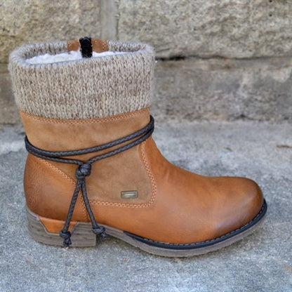 Autumn And Winter Round Head Low Heel Vintage Brushed Yarn Mouth Women'S Cotton Boots Large Martin Boots