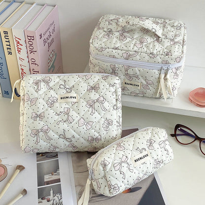 Trendy Print Quilted Large Capacity Makeup Bag