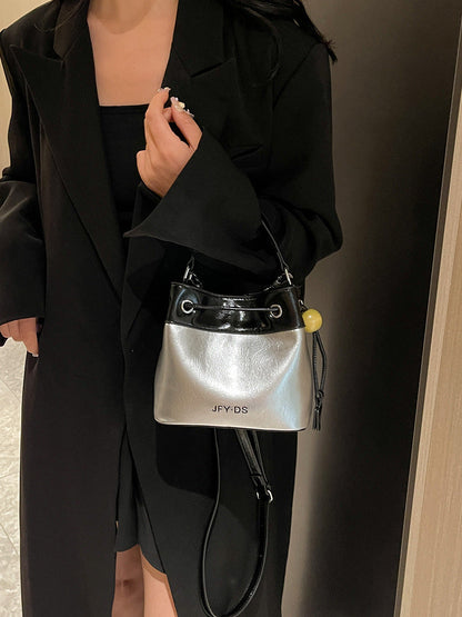 Trendy Bucket Bag Stylish Multi-Color PU Tote
