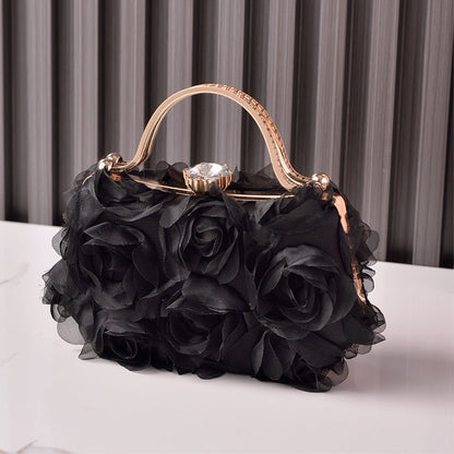 White Floral Evening Bag Elegant Bridal Purse for Parties