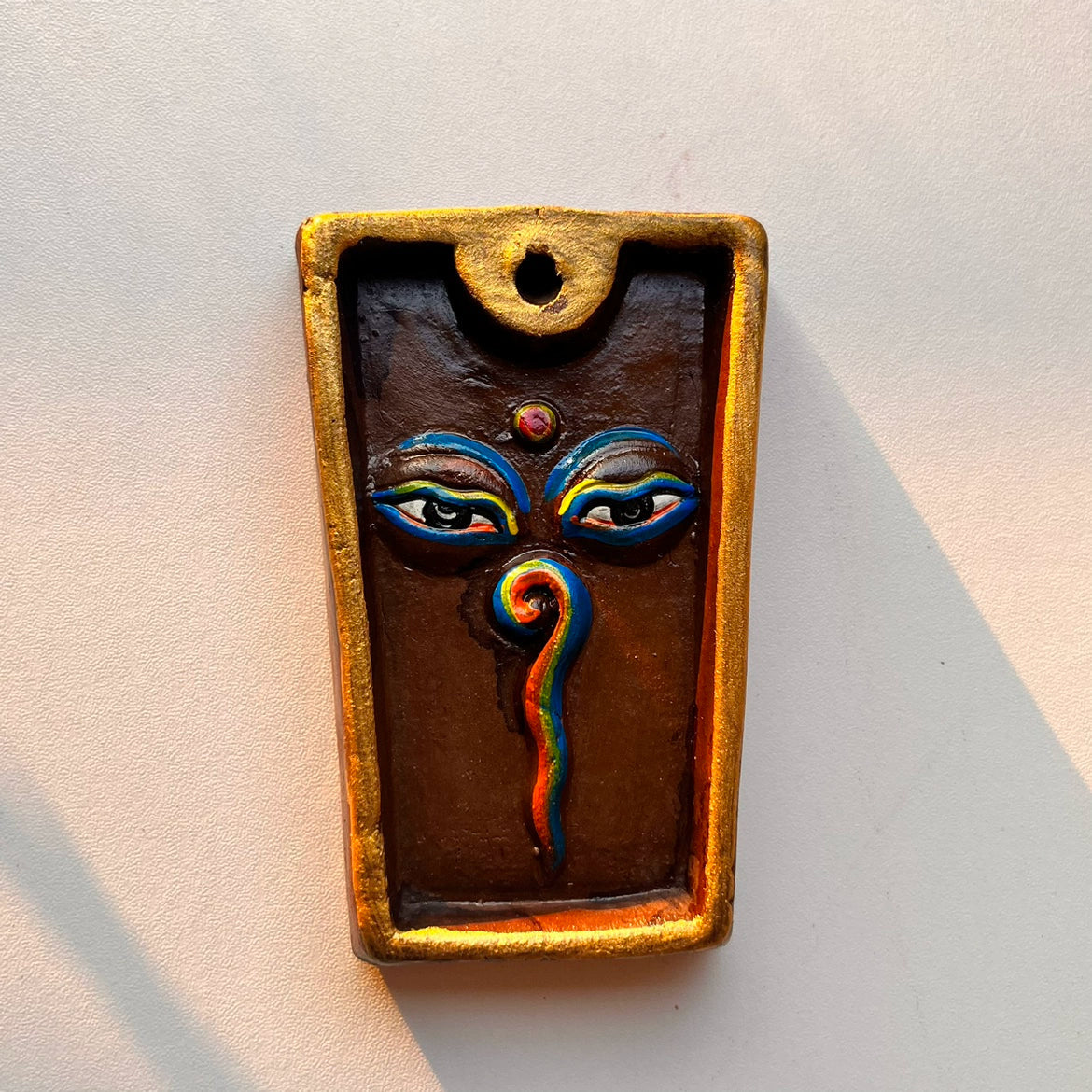 Nepal Tibetan Incense Insert Shiva'S Eye Gilt Gray Pottery Om Buzz Word Round Square Seat Handmade Six Character Mantra Incense Burner