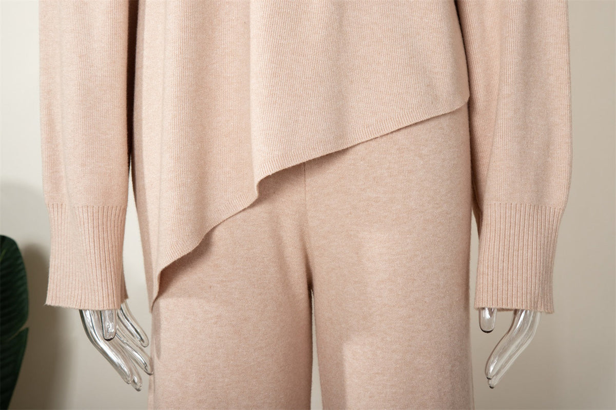 High Collar Irregular Knit Sets