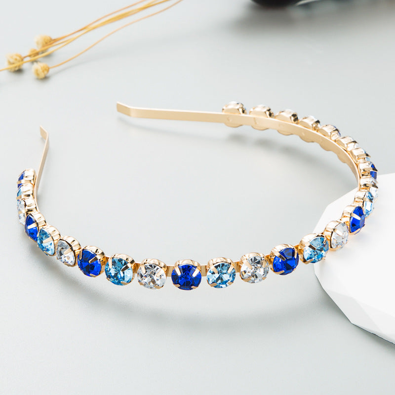 Baroque Gold Metal Headband With Colorful Rhinestones