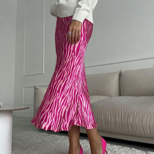French Floral Midi Fishtail Skirt Elegant Casual Wear