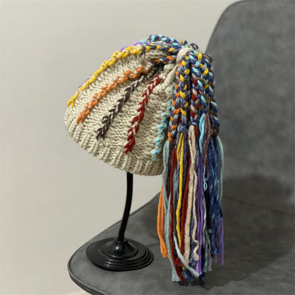 Fashion Woolen Hat Female Reggae Dirty Braids Warm Hip-Hop Knitted Hat Wig Hat Personality Funny